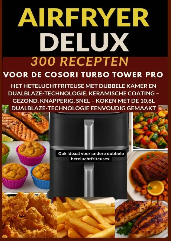 Cover van Airfryer Deluxe: 300 recepten voor de COSORI Turbo Tower Pro – het heteluchtfriteuse met dubbele kamer en DualBlaze-technologie, keramische coating
