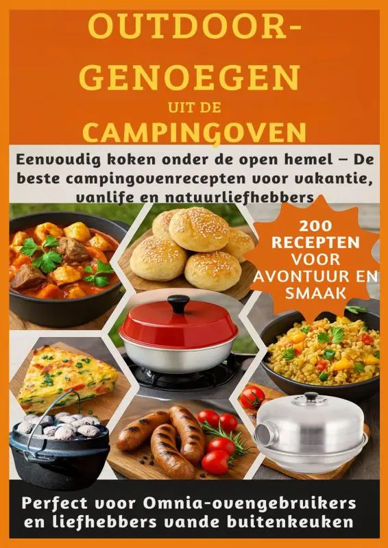 Cover van OUTDOOR-GENOEGEN UIT DE CAMPINGOVEN: 200 RECEPTEN VOOR AVONTUUR EN SMAAK-Perfect voor Omnia-ovengebruikers en liefhebbers vande buitenkeuken