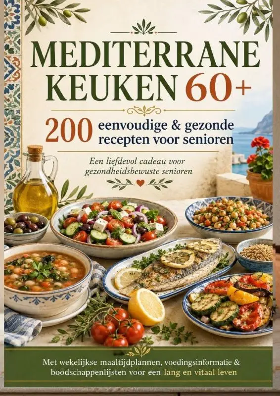 Cover van MEDITERRANE KEUKEN 60+ 200 eenvoudige & gezonde recepten voor senioren(Een liefdevol cadeau voor gezondheidsbewuste senioren )